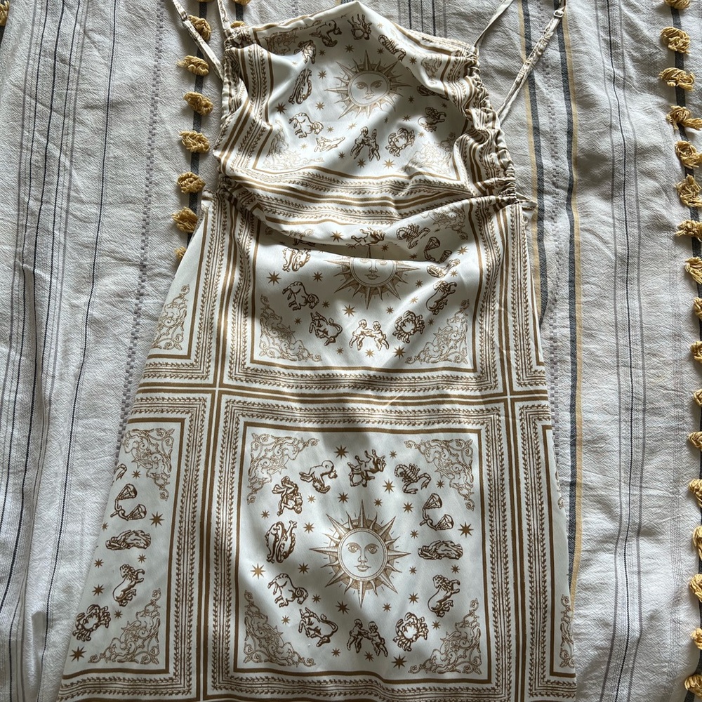 DANIELLE BERNSTEIN Cream and Brown Zodiac Dress